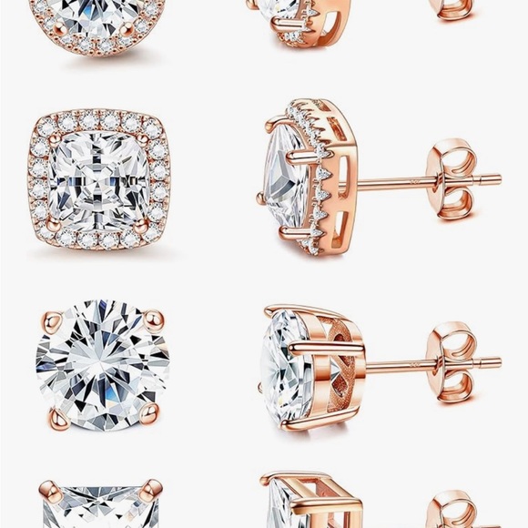 Absolutely stunning  Cubic Zirconia Studs Earrings | 18K Rose Gold , rare - Picture 7 of 8